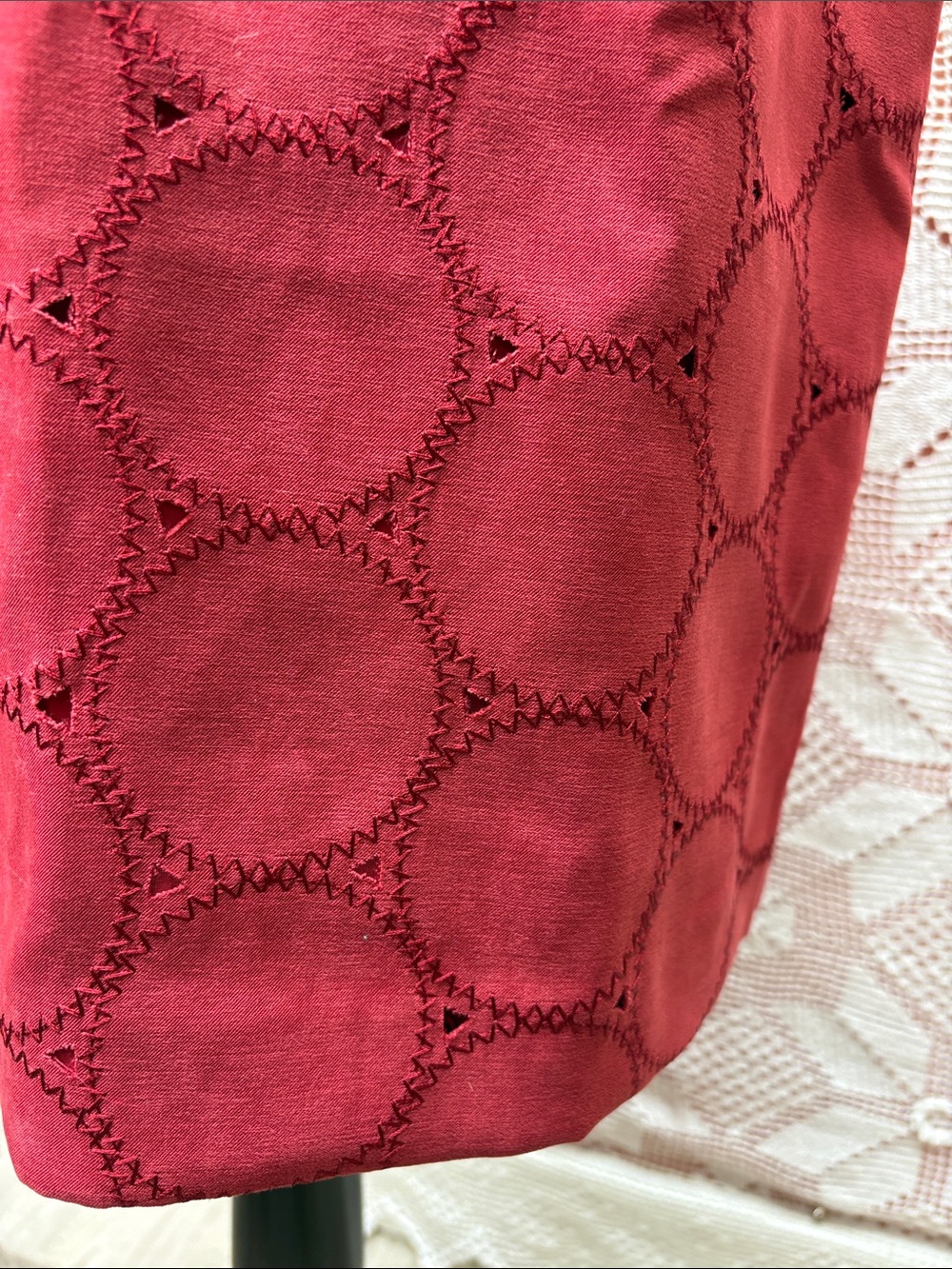 Vintage Coldwater Creek | Red Circle Patchwork Skirt - Picture 2 of 8
